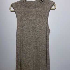 Aiden Y Womens Mock Neck Sleeveless Swing Dress Oatmeal Marled Knit Medium R7990